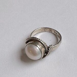 Freshwater pearl and 925 sterling statement ring